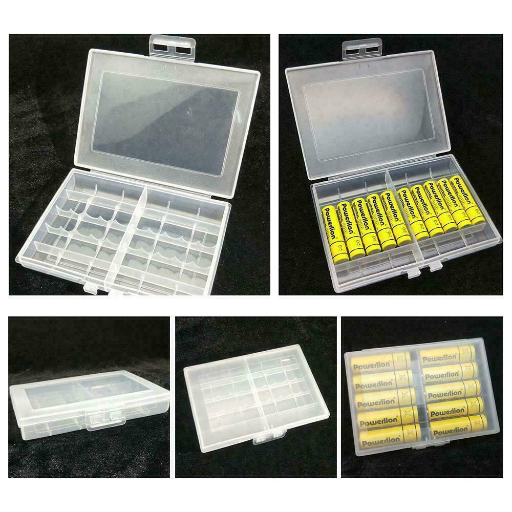 10*AA AAA Clear Battery Case Cover Holder Portable Plastic Storage Box Organizer