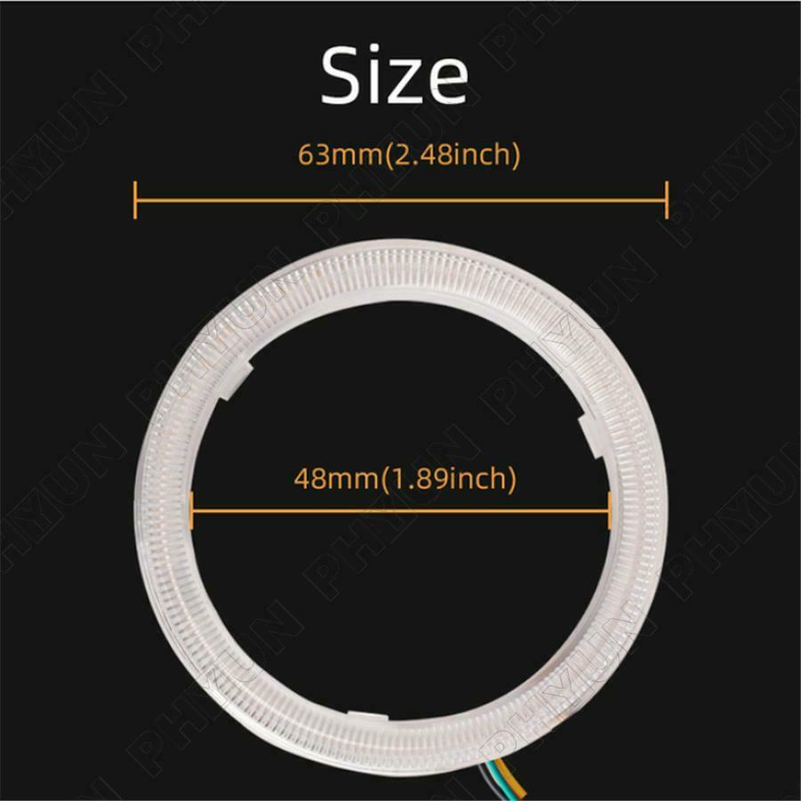 2x 60mm Angel Eyes RGB Headlight Halo Rings For Car Scooter Motorcycle Universal