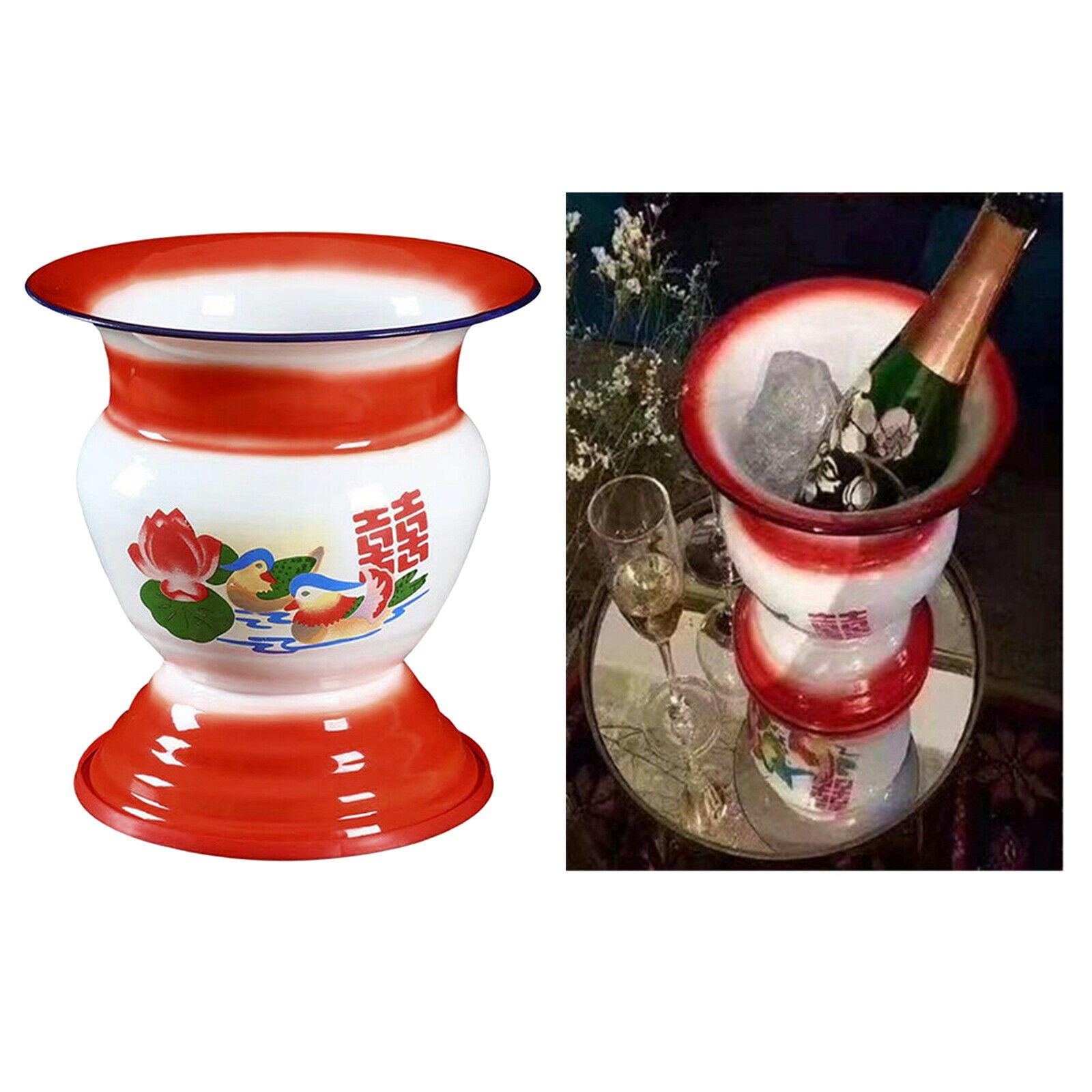 Chinese Fruit Basket Enamel Bowl Rack Champagne Stand Kitchen Dining Table