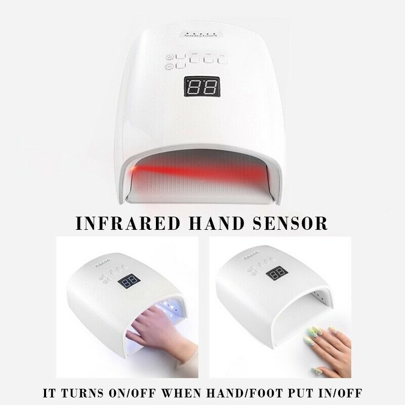 White 48W Cordless Wireless Rechargeable LED/UV Nail Lamp Gel Polish Light Dryer