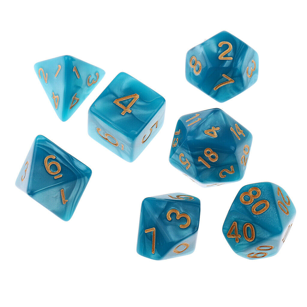 7PCS Polyhedral Dice   for  Dice DND RPG Blue Green