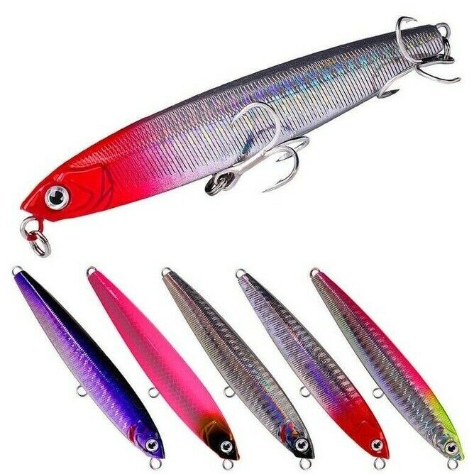 7x 15cm/18g Pencil Sinking Casting Fishing Lures ABS Bait Swimbait Groove Hook