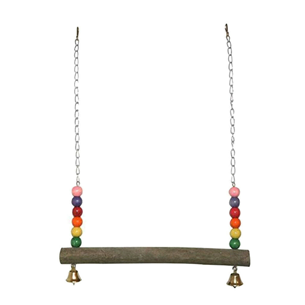 Chicken Swing Birds Parrots Wooden Stand Perch Cage Hanging Exercise Play Toys