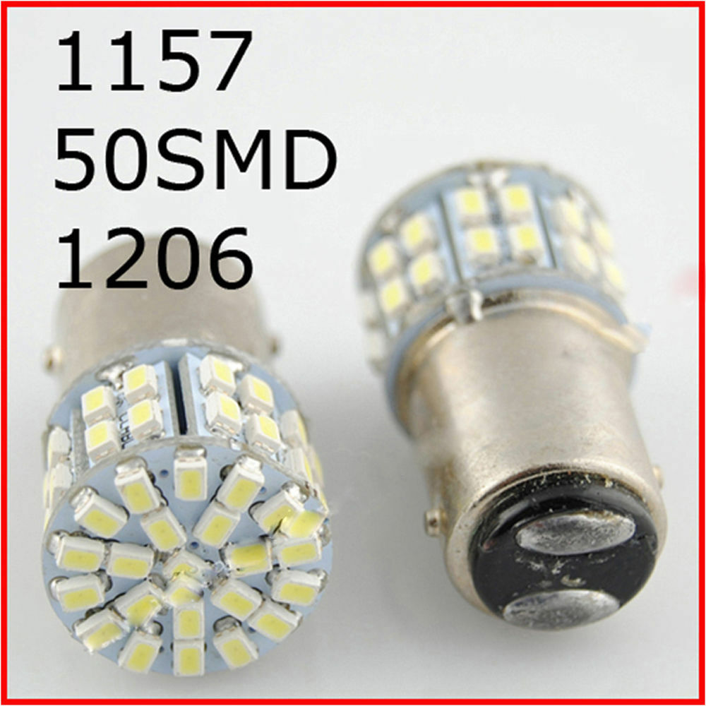 12V 50SMD 1157 BAY15D 1206 6000K LED Light Car Tail Stop Brake Lamp Bulb White ~