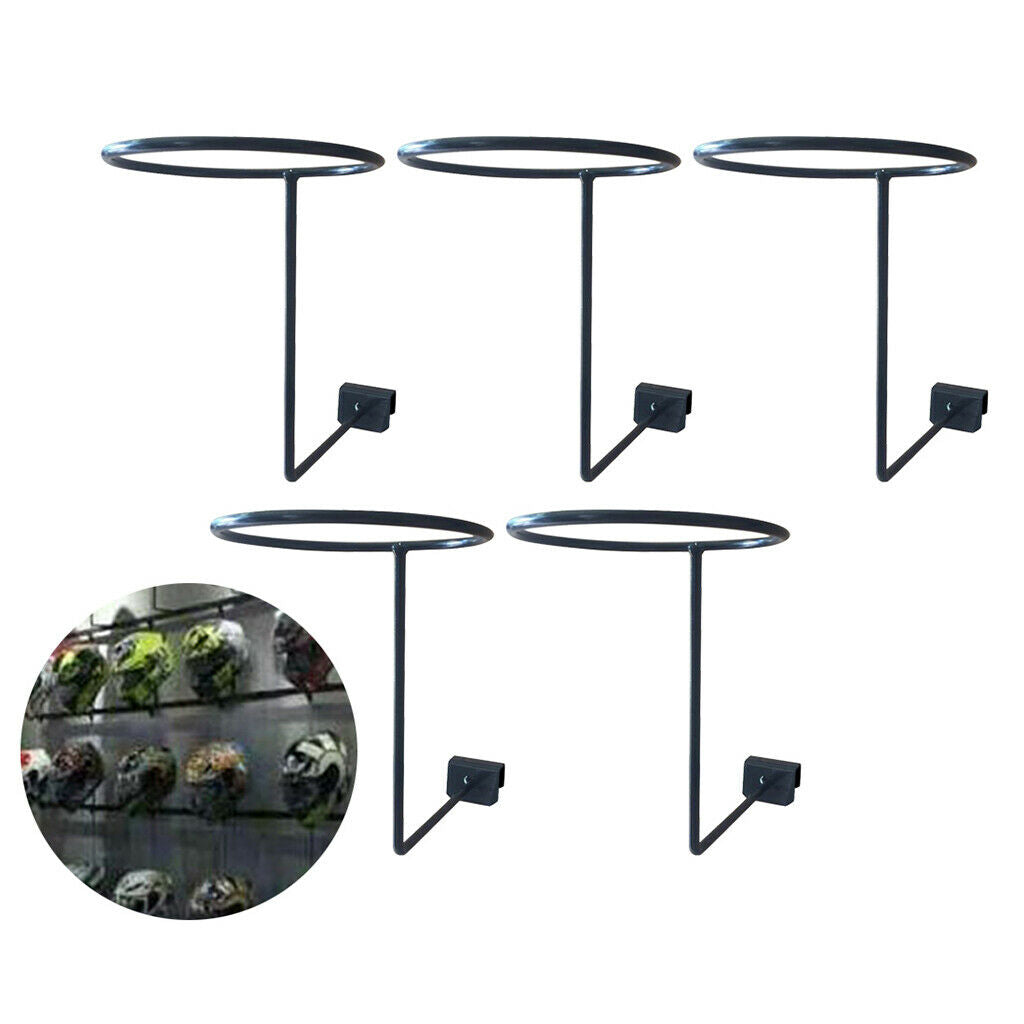 5 Pcs Motorcycle Helmet Holder Wall Hanger Metal Rack Wall Mounted Black