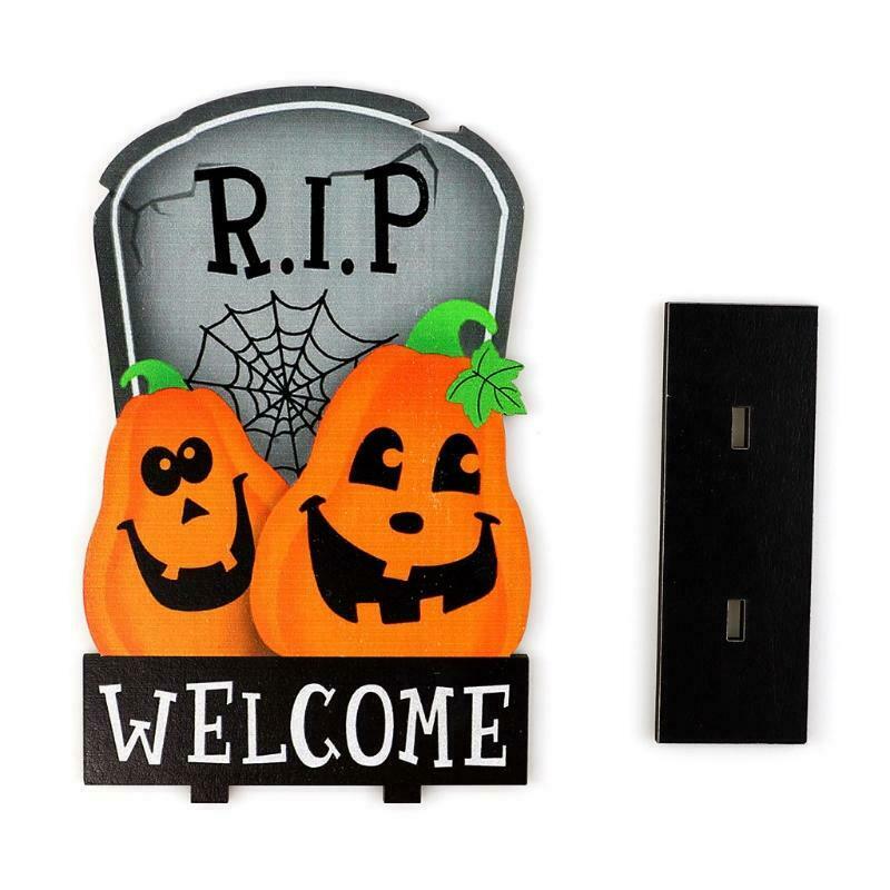 Halloween Pumpkin Tombstone Wooden Desktop Ornaments Creative Decor for Home