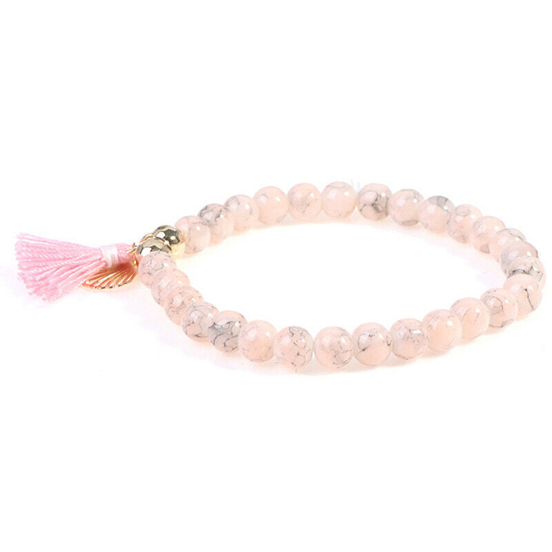 6Pcs/set Pink Bohemian Beads Bracelets Bangles Women Wrist Chain Bracelet.l8