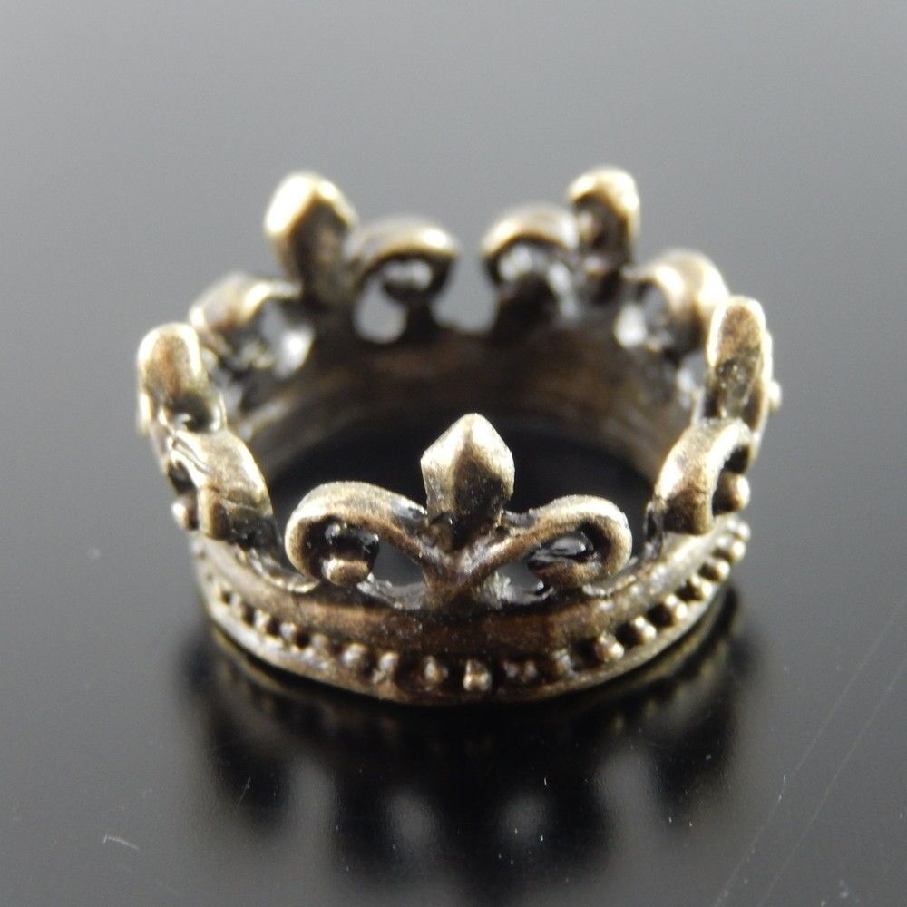 20 pcs Antiqued Bronze Iris Floral Crown Pendant Charm Alloy For Jewelry 18x9mm