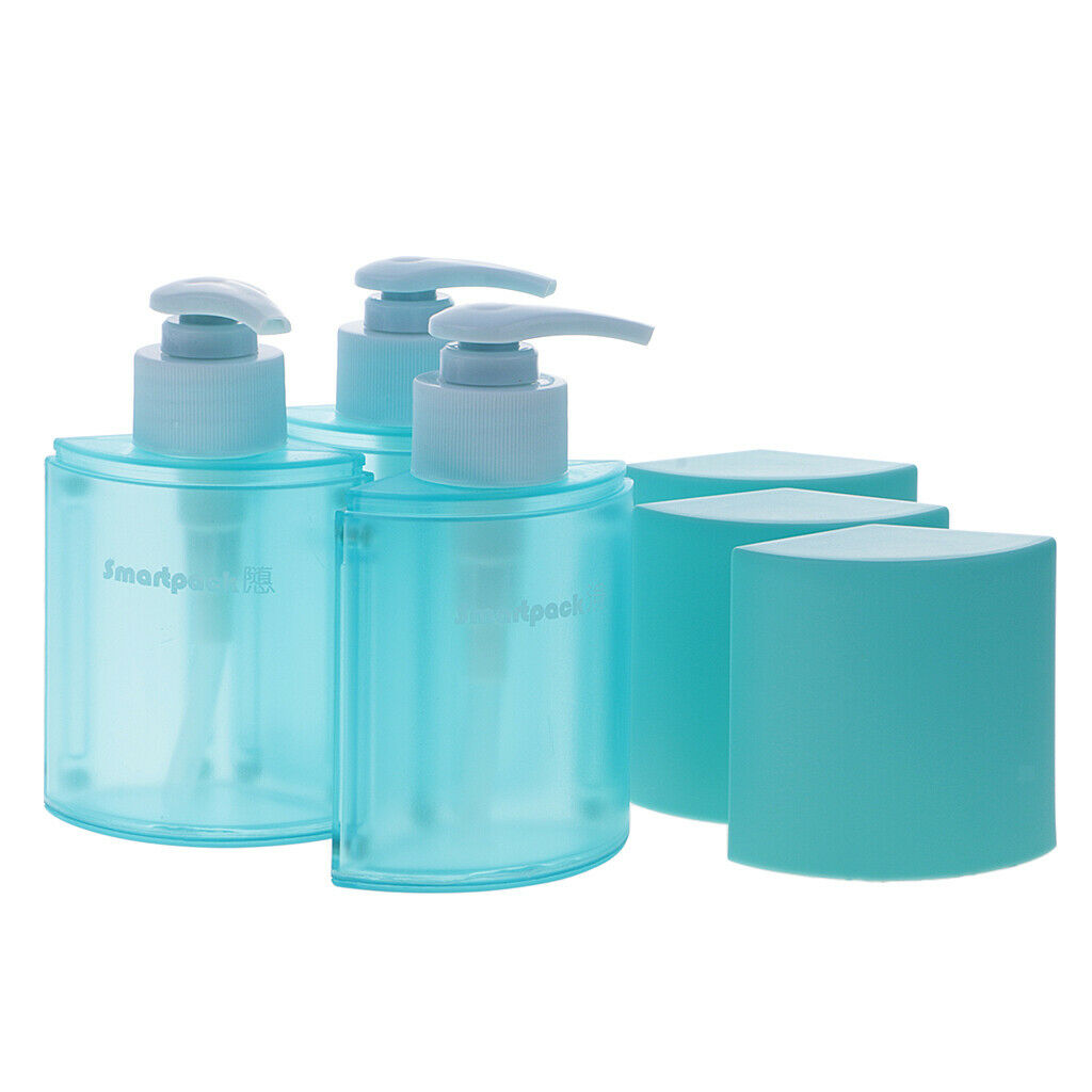 Portable Plastic 6pcs Travel Bottles Container For Lotion Shampoo Blue&Black