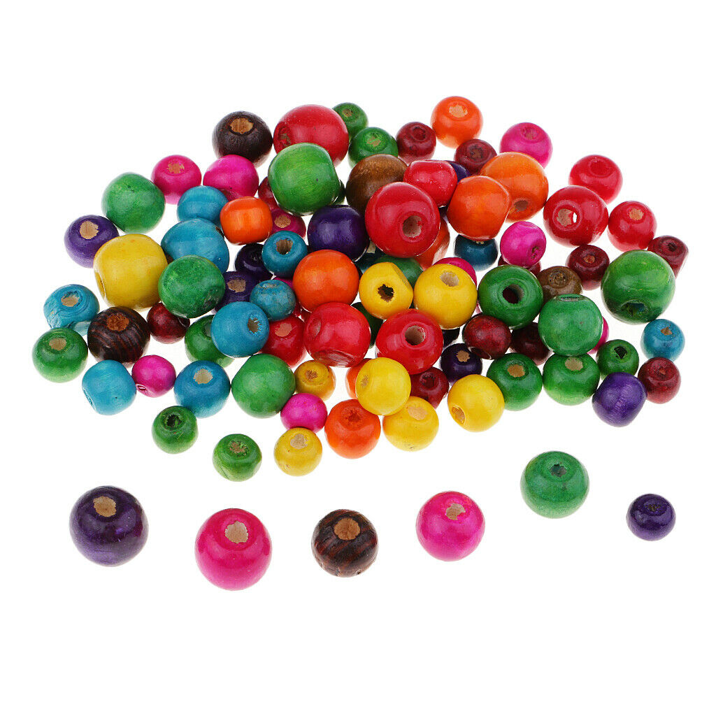100 colored wooden round beads spacer beads wooden beads DIY