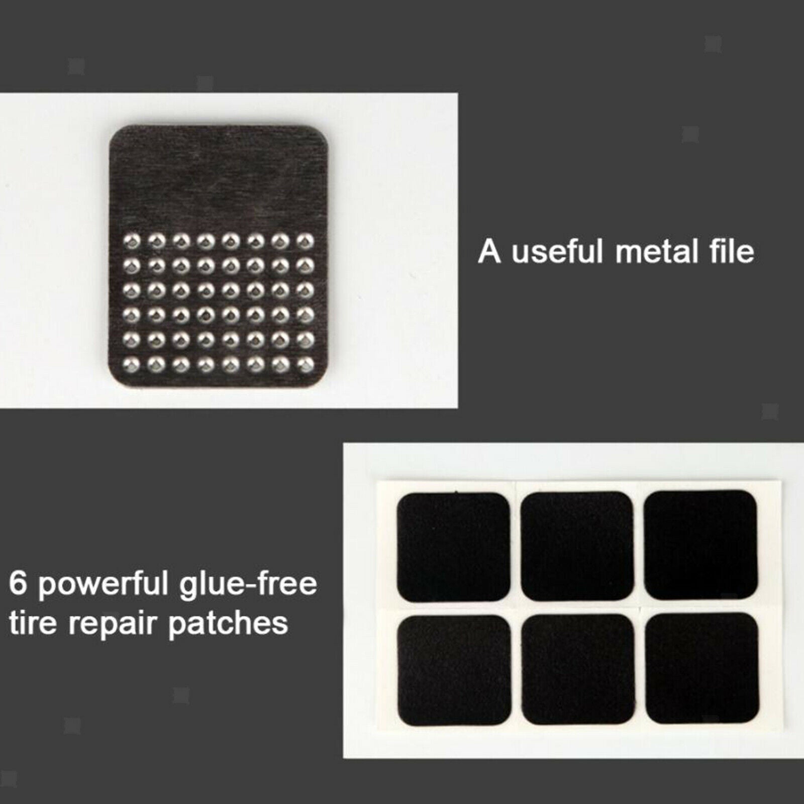 Portable 4.3x3.3cm Bike Tire Patch Glueless Square Patches Tyre Storage Case