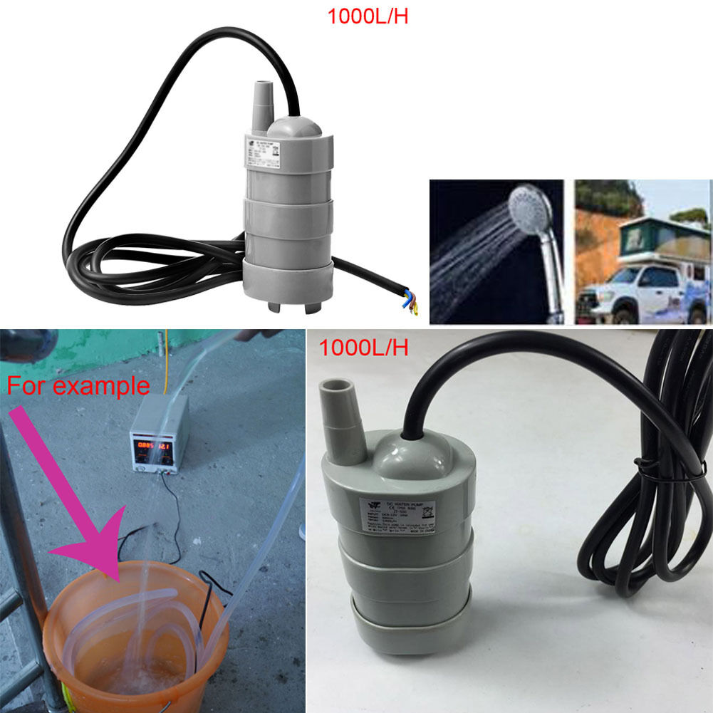 DC12V 5M Water Head Submersible Under Wash Bath Pump W/ Black Cable 1000L/H New
