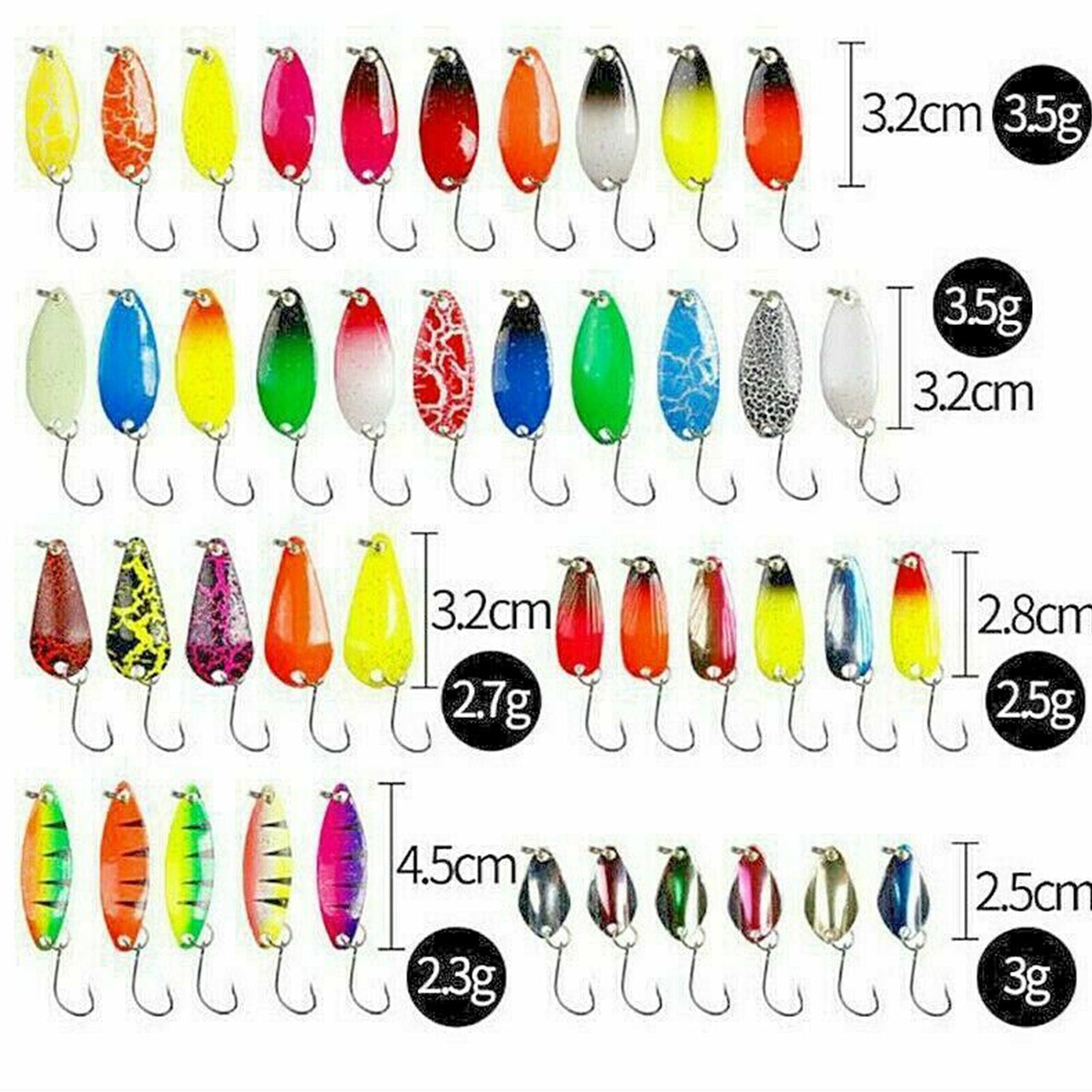 43 High-quality 2.3g -3.5g Trout Spoon trout spoon set with matching box