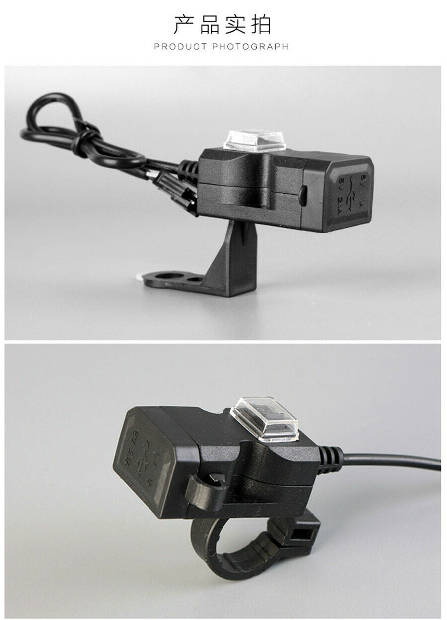 Dual USB jack 3.1A 12V Motorcycle Waterproof Phone Charger Outlet With Switch