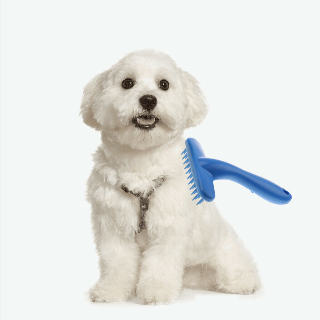 Pet Cat Dog Kitten Puppy Plastic Flea Comb Hair And Fur Grooming Brush Blue