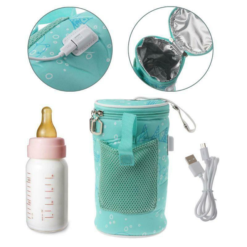 USB Baby Bottle Warmer Heater Insulated Bag Travel Cup Portable Milk Thermostat