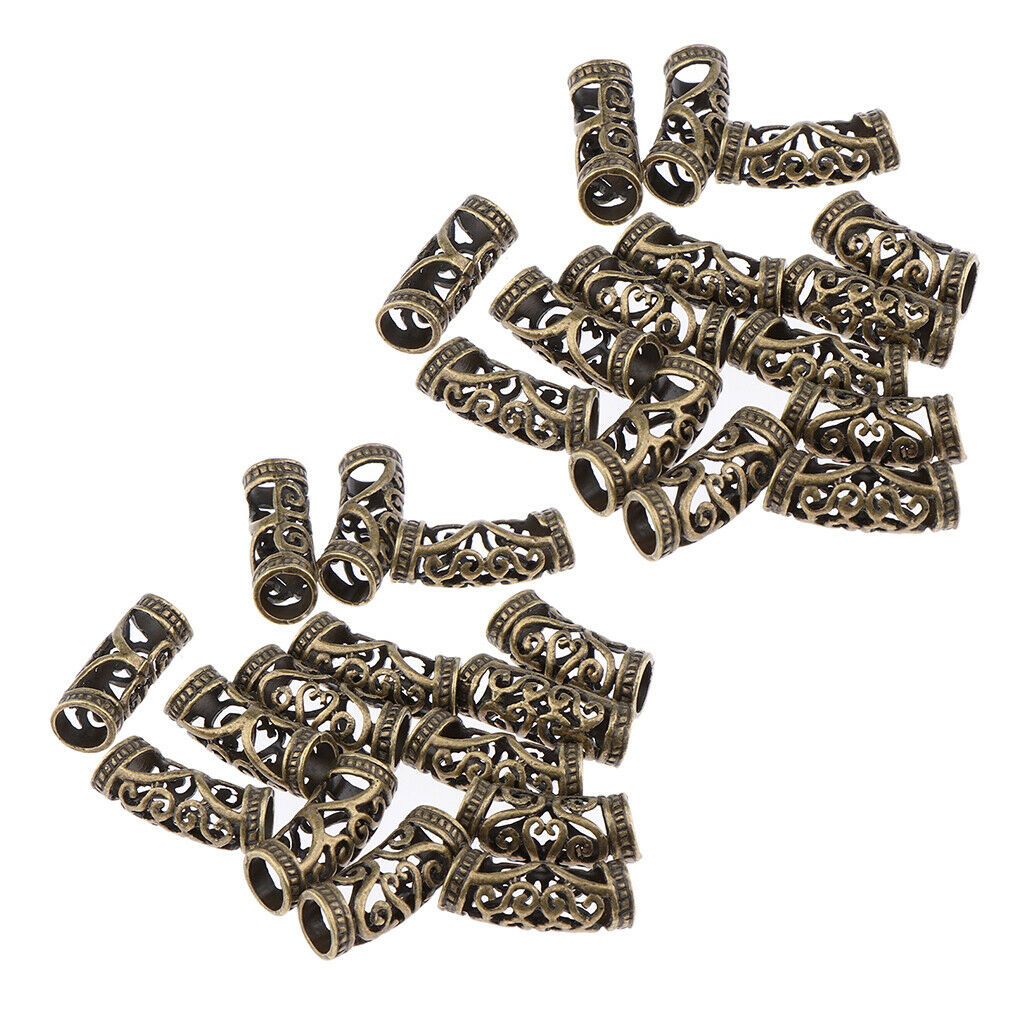 30pcs/Lot Dread lock Beads Hair Rings Adjustable Hair Braid Cuff Clip Brown