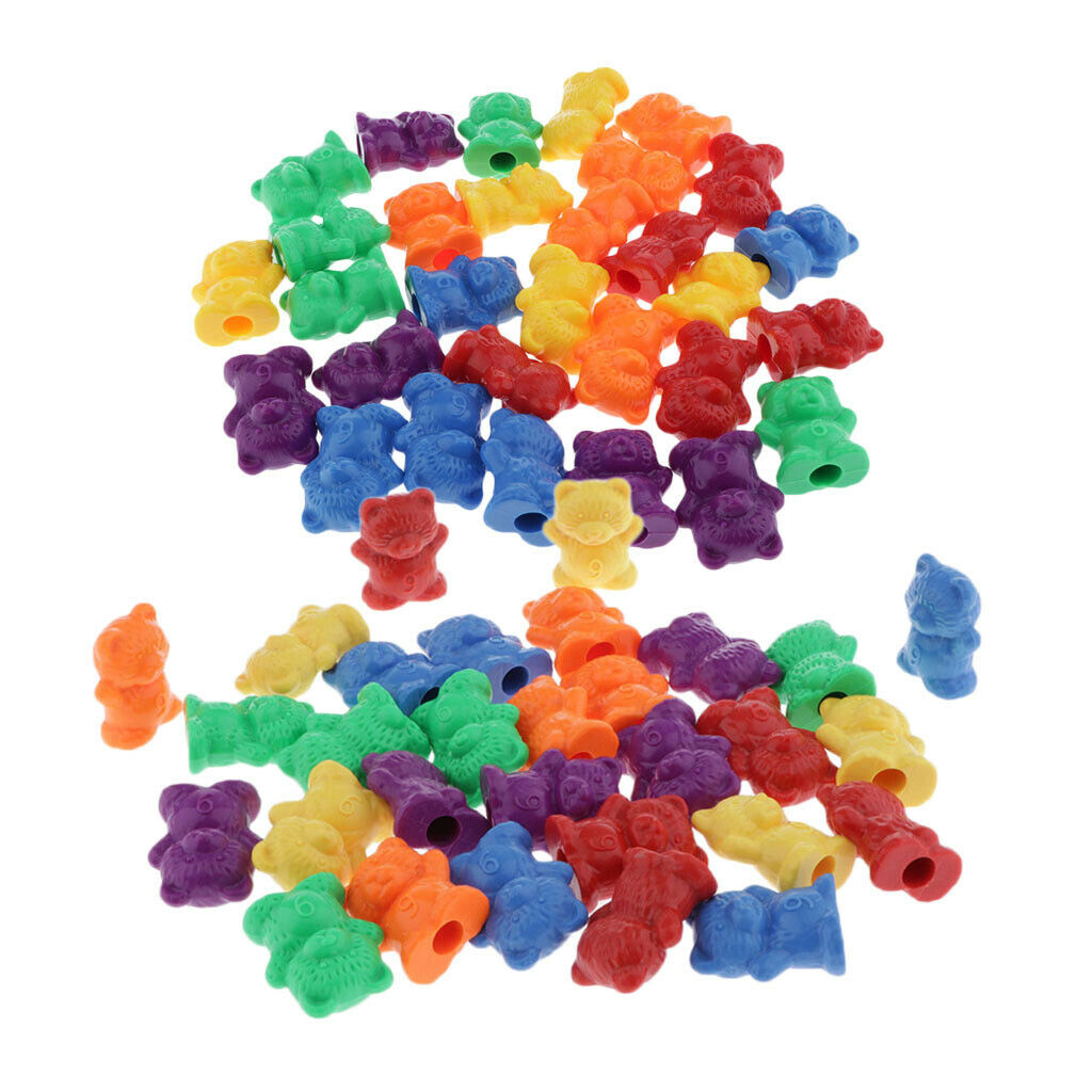 60Pcs Colorful Rainbow Bears 3g & 6g Weights Preschool Math Skills Toys