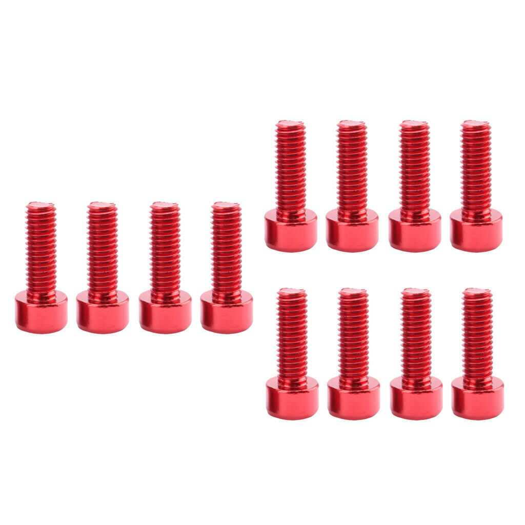 12PC Lightweight Bike Water Bottle Cage Holder Bolts Screws Durable Red