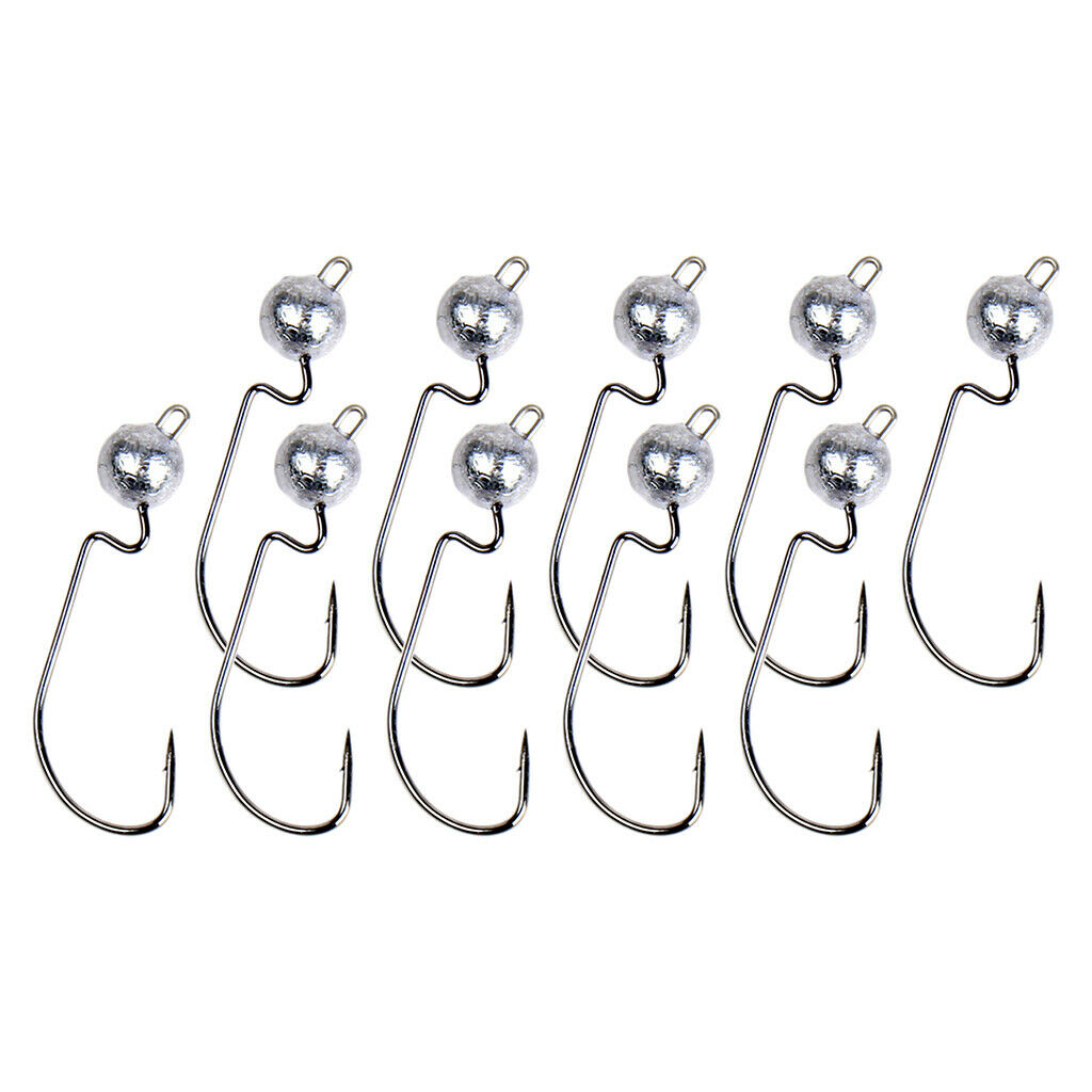 10pcs Weighted Fishing Hooks Crank Hook with Lead for Swimbaits 5g