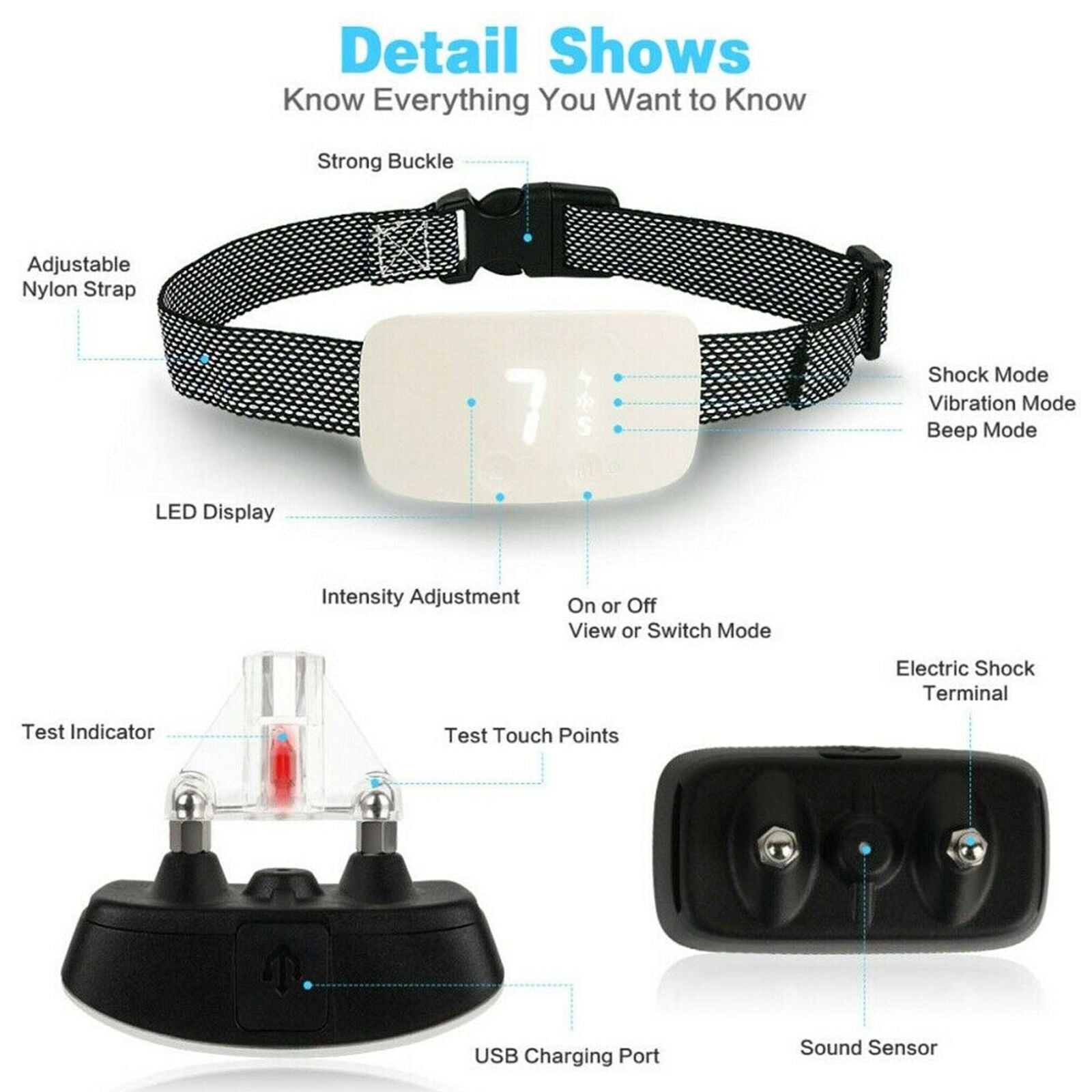 Dog Anti Bark No Barking Training Control Vibration Rechargeable