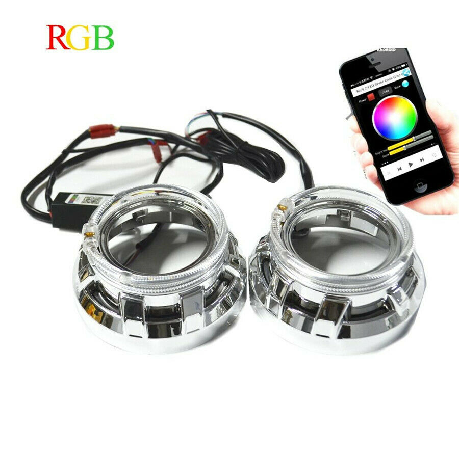 3.0inch h1 Bi xenon hid Projector lens Shrouds RGB app Bluetooth Led angel eyes