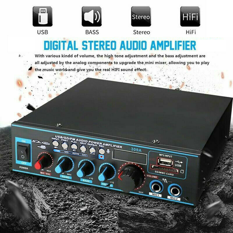 800W HiFi Digital Power Amplifier Mini Stereo Audio Microphone Amp Car Home 12V