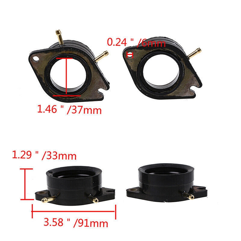 Black Carburetor Intake Pipe Adapter Manifold Interface Motorcycle For Yamaha