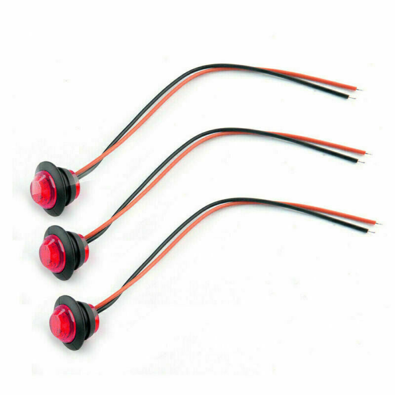 50PC Mini 3/4" Round LED Side Marker Bullet Light For Truck Trailer RV Red 12V