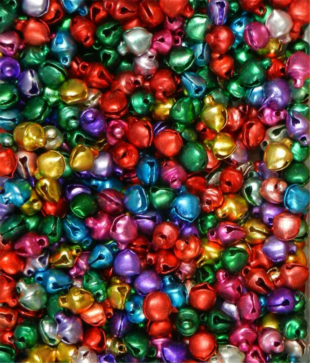 200Pcs/Set Mixed Colour Christmas Jingle Bells Charm Jewellery Beads 6mmX8mm