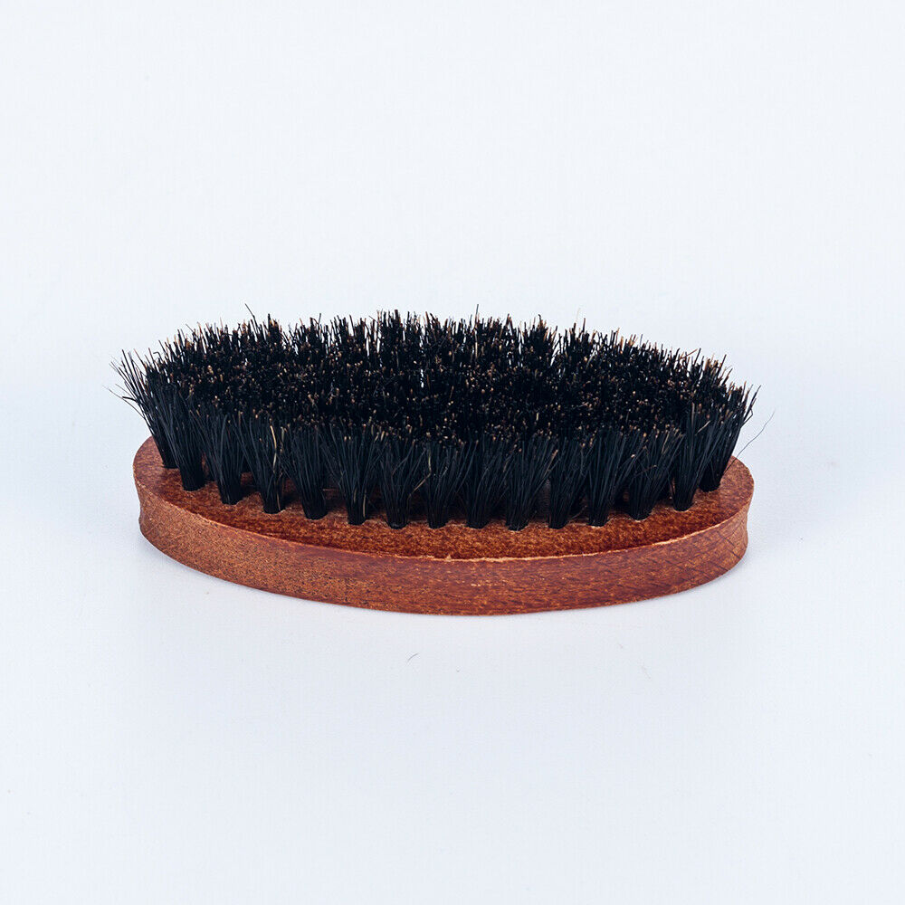 Men's Boar Hair Bristle Brush Hard Round Wood Handle Beard Mustache Brush Comb