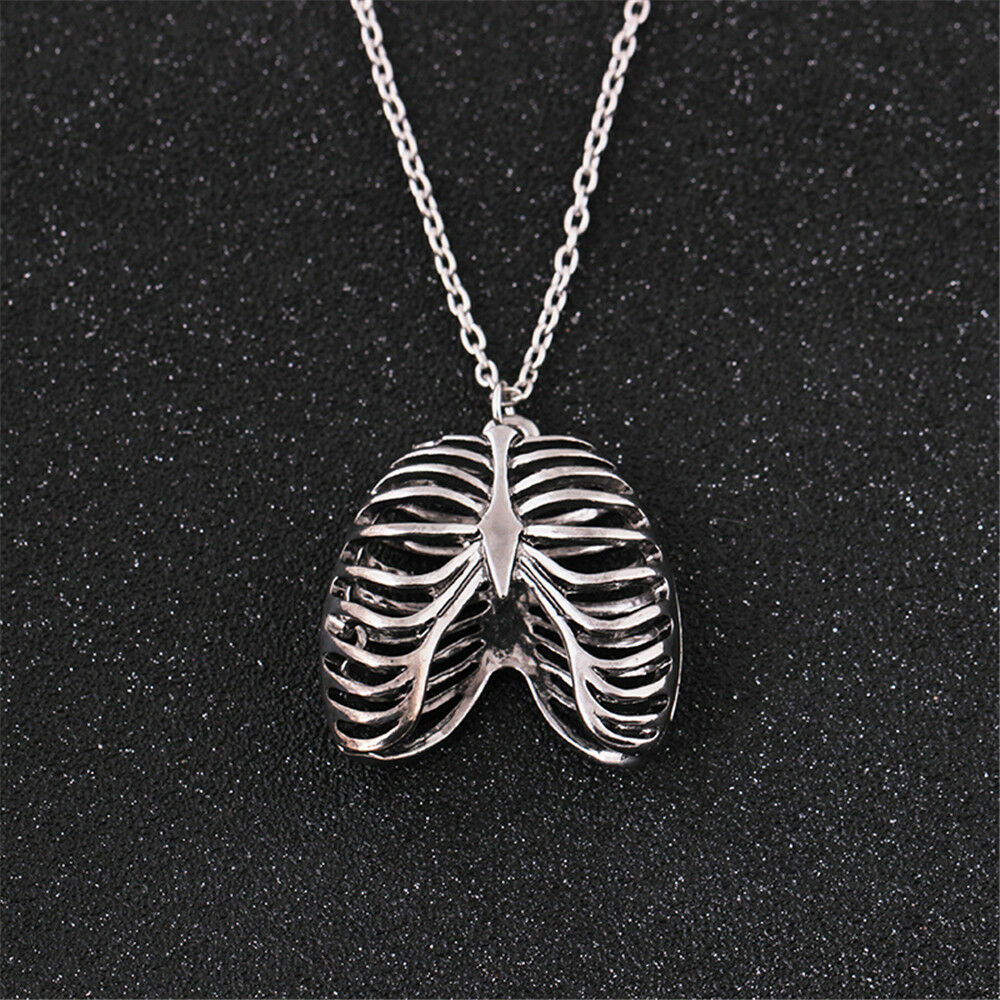 Anatomical Inspired Heart Necklace Human Rib Cage Body Chest Love Pendant Gift