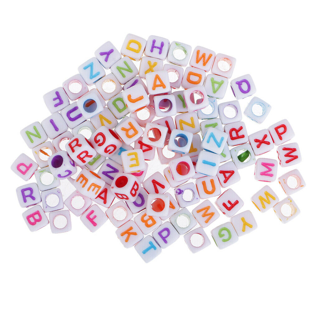 100pcs Cubed Uppercase Alphabet Beads DIY Word Message Children