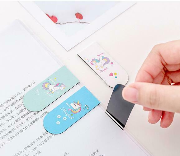 4pcs unicorn Magnetic Bookmarks Student Book Folder Marker school Supplies