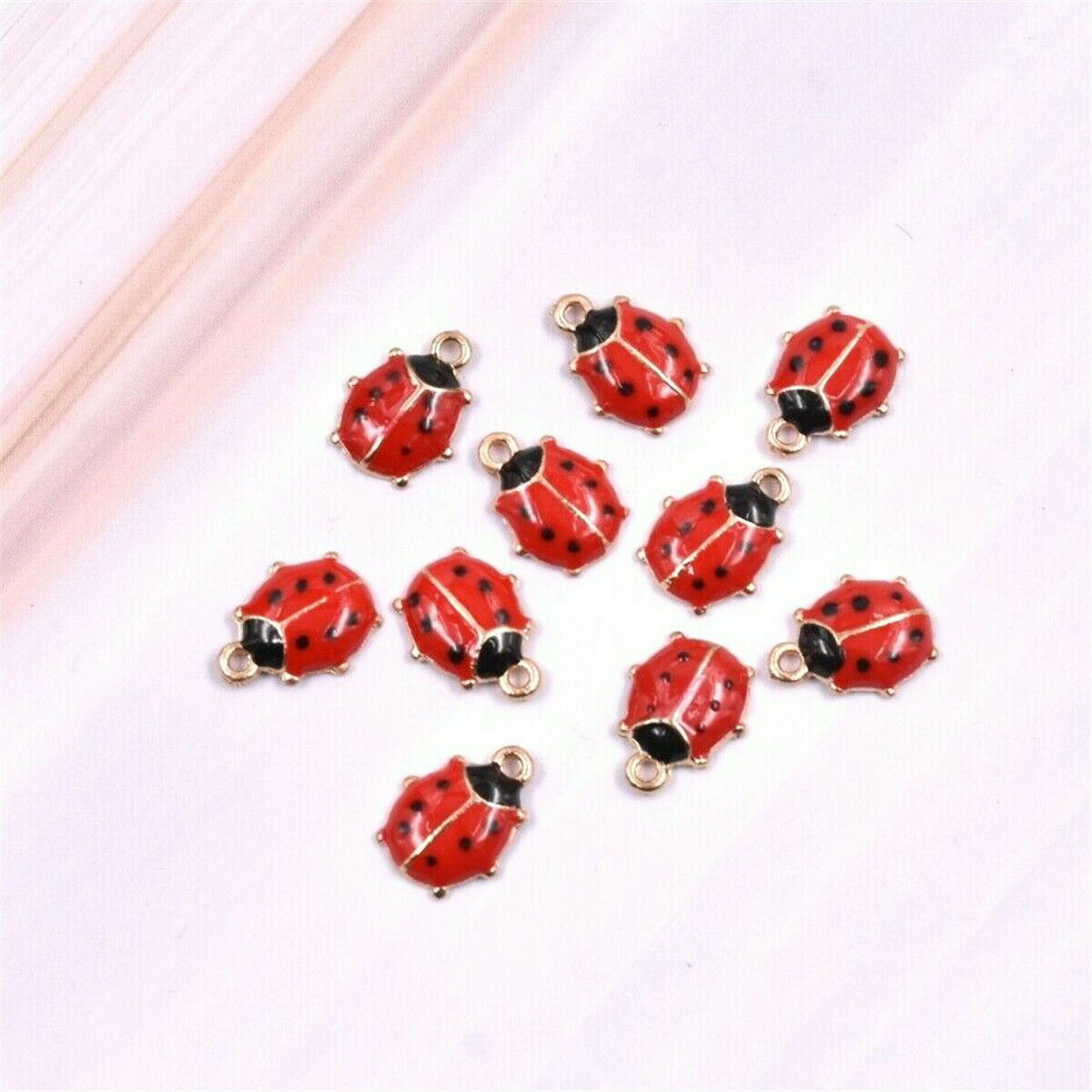 10pcs Ladybird Ladybug Enamel Charm Pendant 11*9MM For DIY  Earrings Bracelet