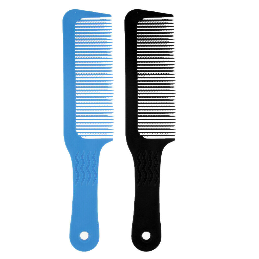 2pcs Flat Top Clipper Comb Finely Waved Teeth Barber Hair Cut Styling Comb