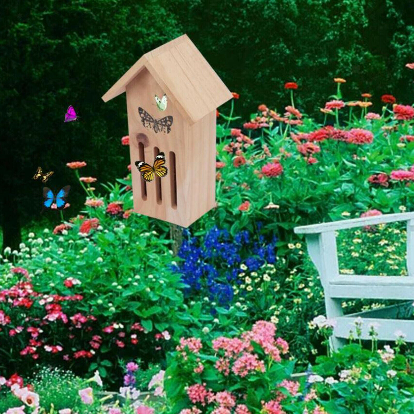 Attractive Wooden Butterfly Habitat Haven House for Bees Insects Ladybugs