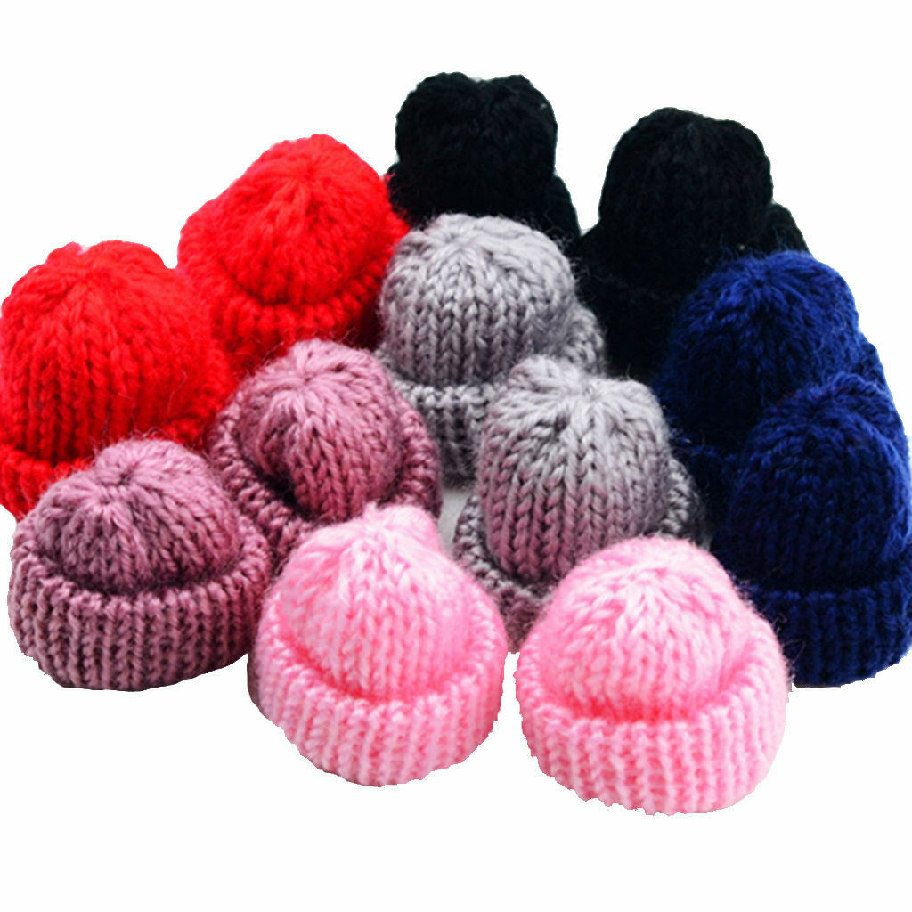 12x Mixed Handmade Knitting Wool Yarn Hat for Craft Hair Jewelry Ornaments