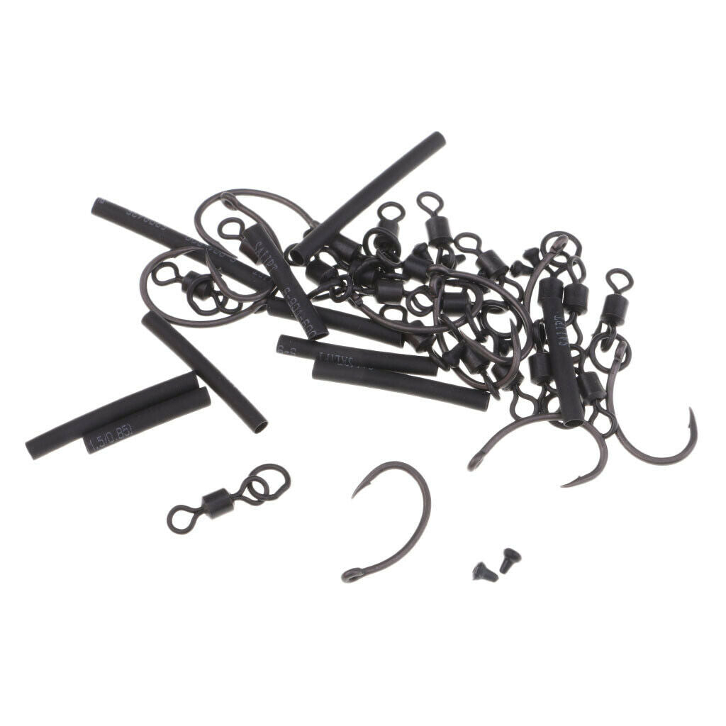 10 Carp Fishing Hooks Ready Tied Ronnie Rigs Hook Links for   Ups Fishing