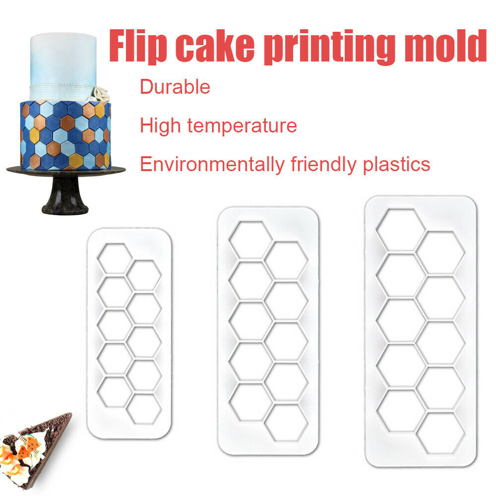 3 PCS Hexagon Cutter Mold Fondant Cutter Creative Football Cake Decorating Tool