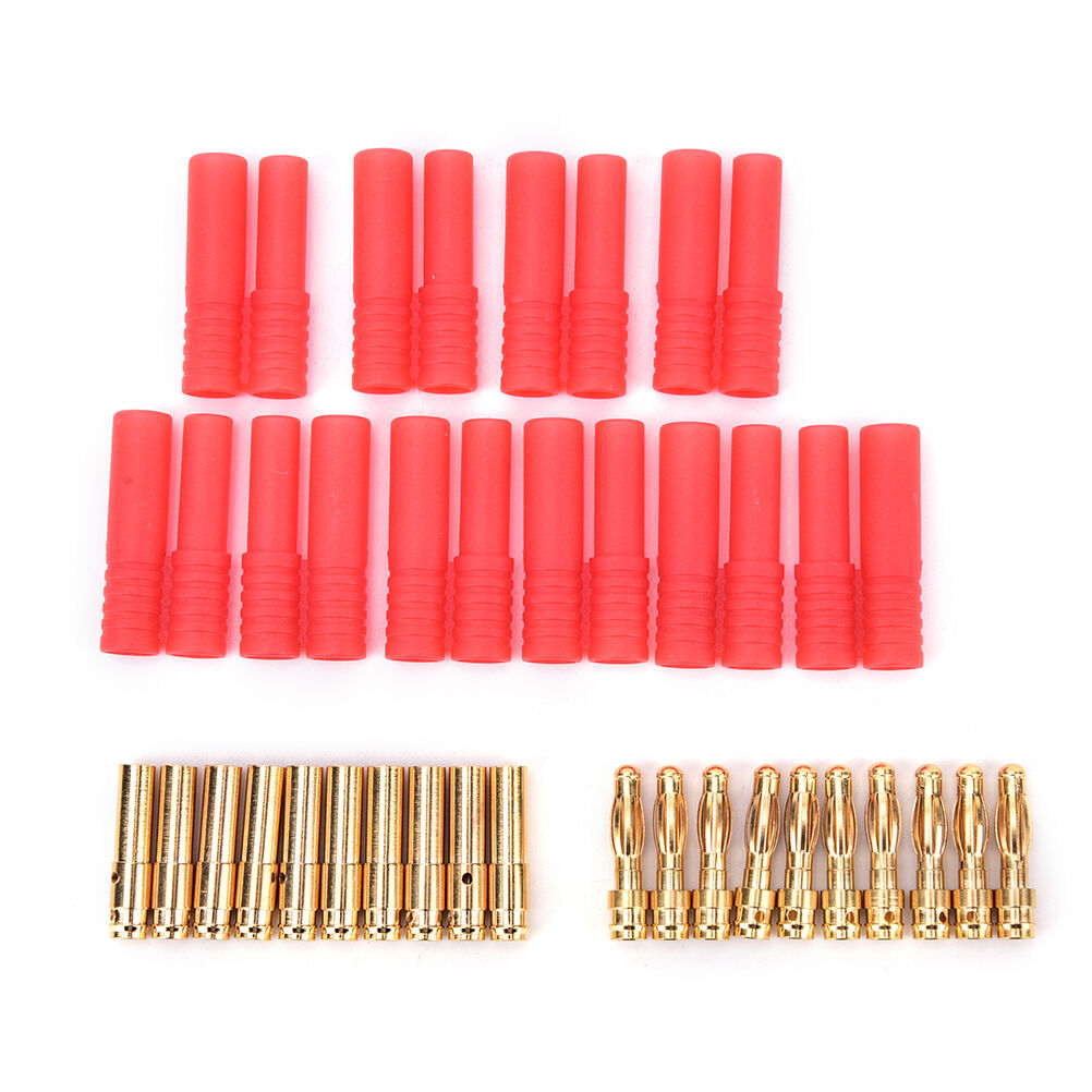 10pack HXT 4mm bullet banana plugs with red housing for RC connector AM-1009C Rf