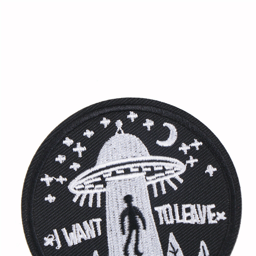 1pc i want to leave ufo alien badges patch embroidered applique sewing pat.l8