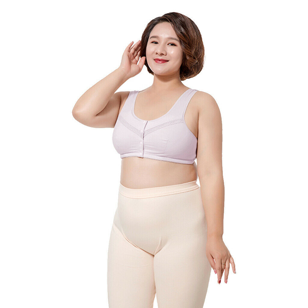 Women Front Closure Vest Bra Comfort Full Coverage Bra Light Purple XL
