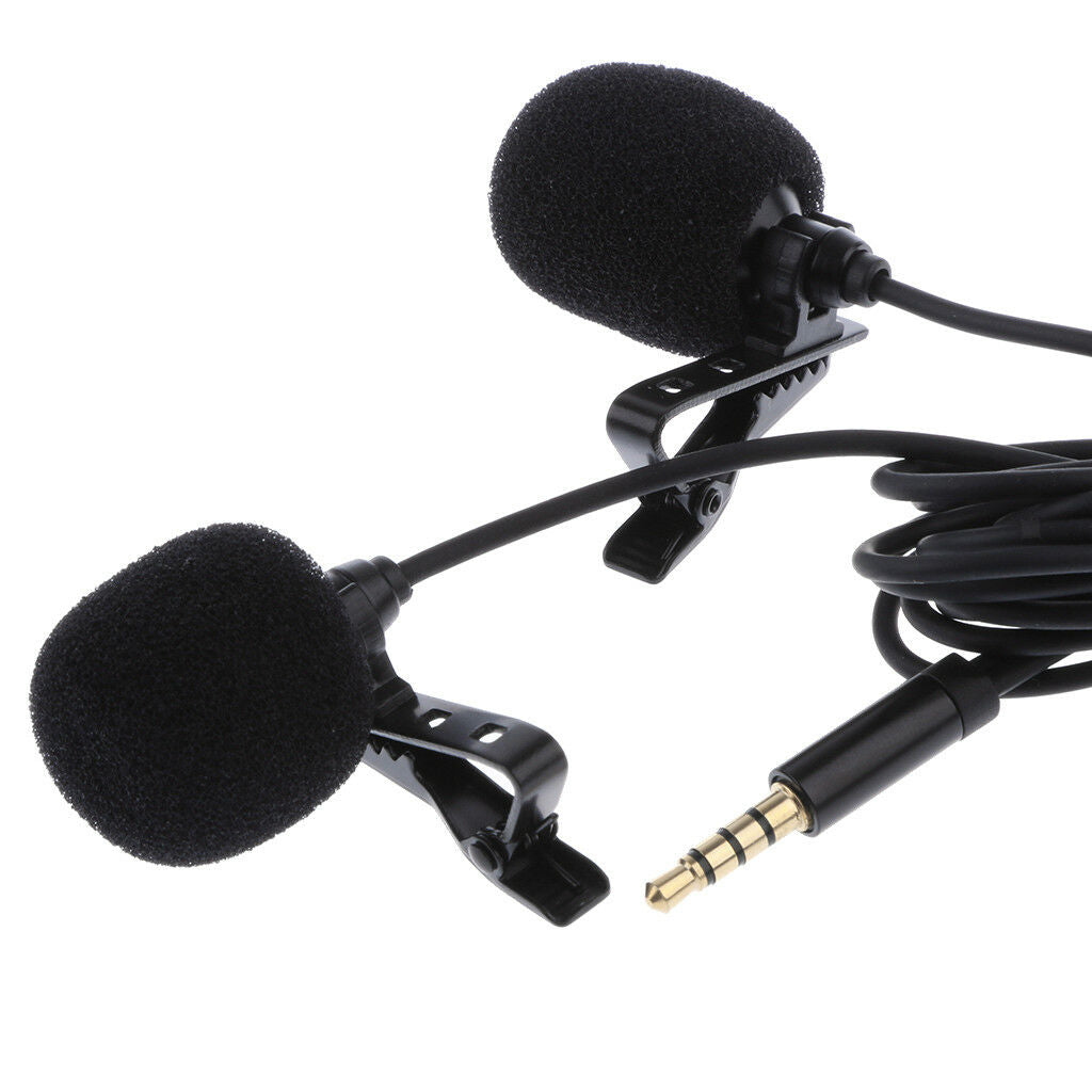 Professional Dual-head Lavalier   Omnidirectional Condenser Microphone
