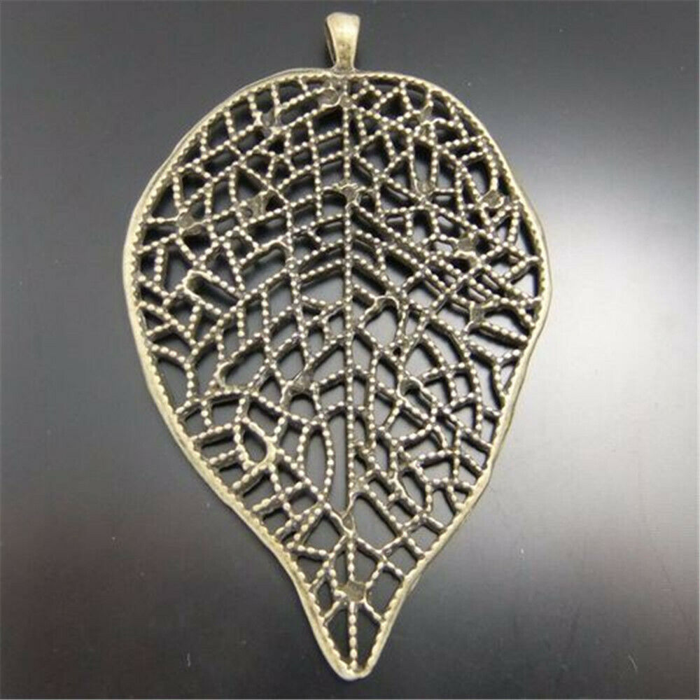6 pcs Antiqued Bronze Alloy Leave Pendant Hollowed Jewelry Making Charm 86x51mm