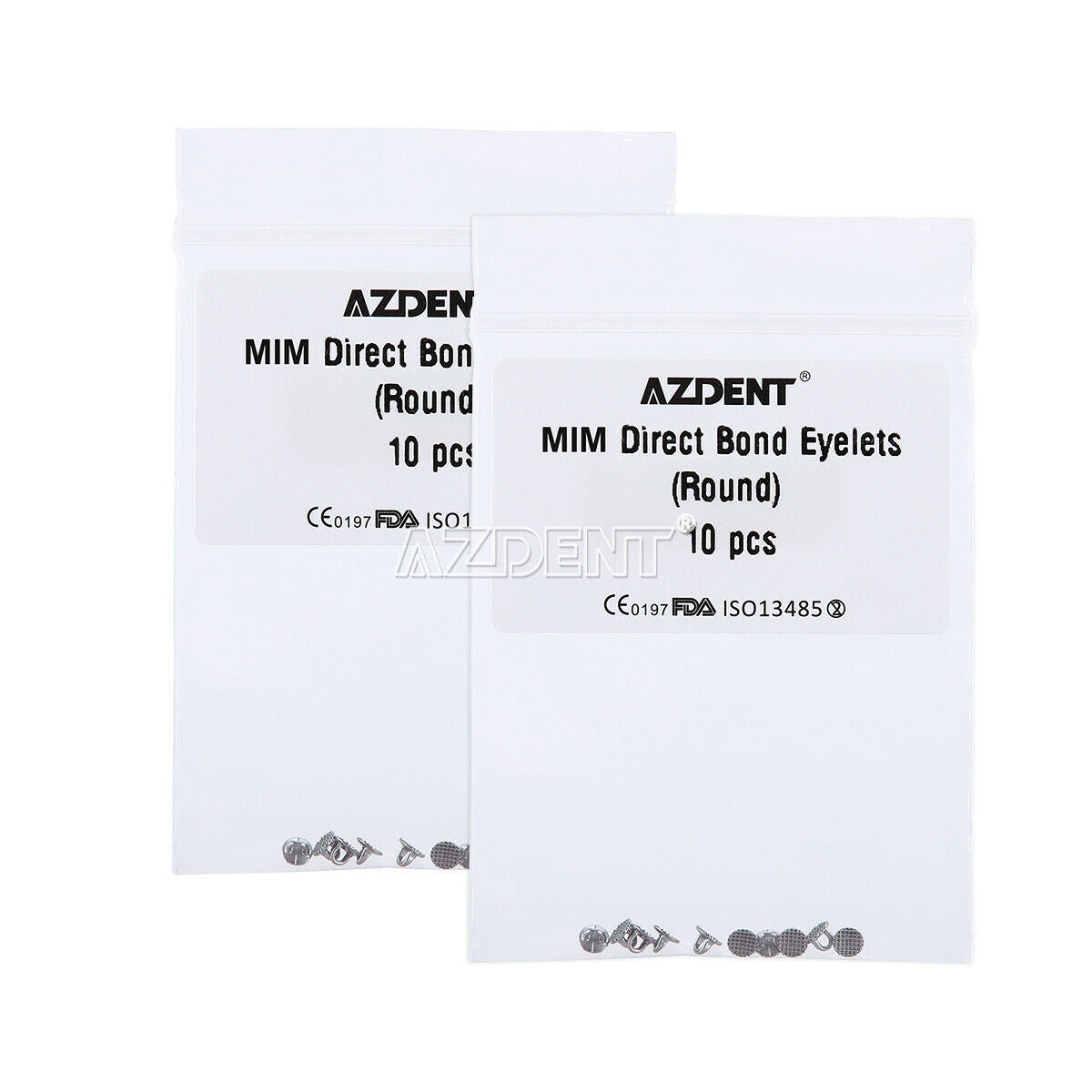 20X AZDENT Dental Orthodontic Lingual Buttons Direct Bond Eyelet Round Base