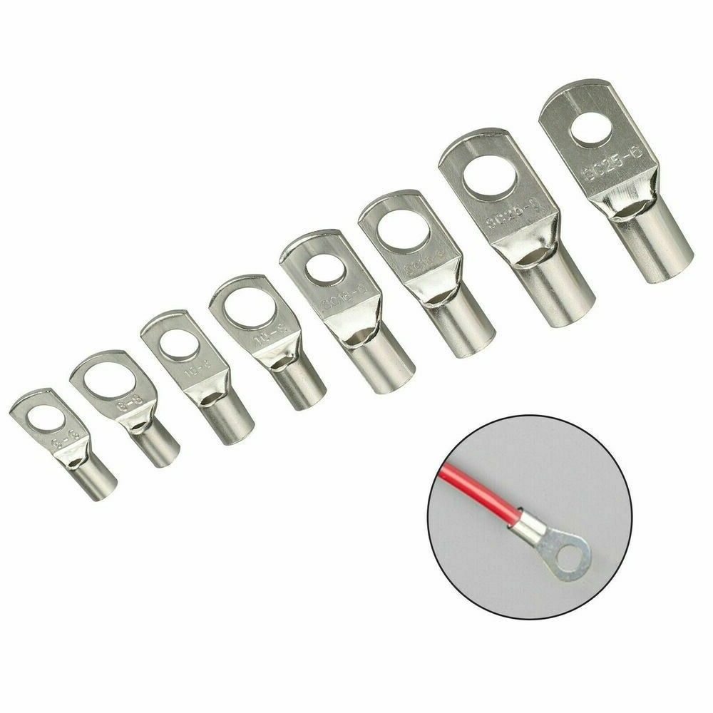 140PCS Battery Copper Cable Lugs Crimp Ring Terminals Electrical Wire Connectors