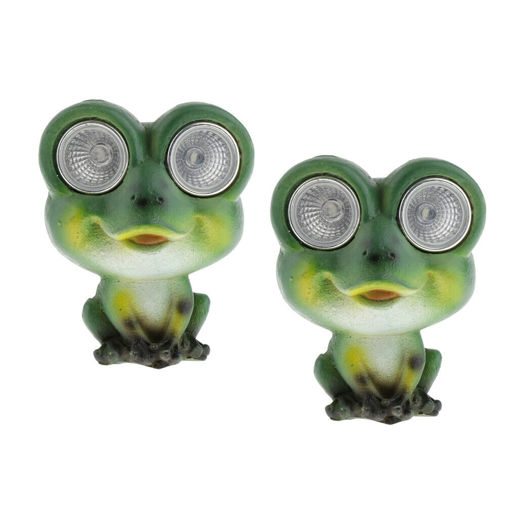2pcs Solar Powered Garden Lights Frog Statue Lantern LED Path Lamp