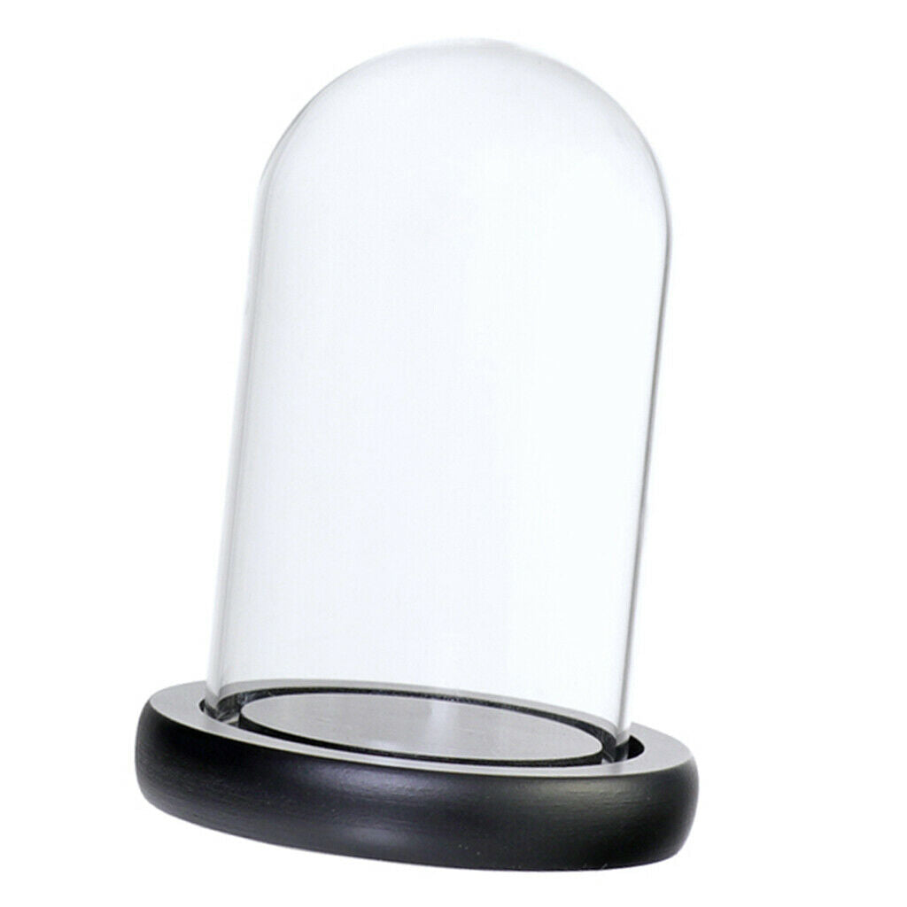 2Pcs 7x12 &12x12cm Clear Glass Dome with Wooden Base for Home Wedding Party