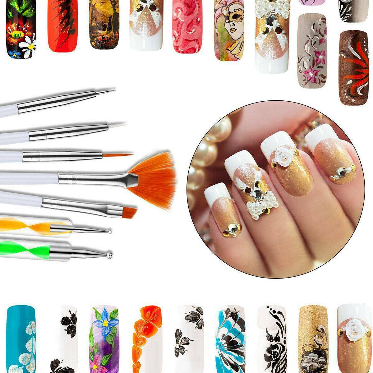 20 pcs Nails Art Gel Design Pen Painting Polish Brush Dotting Drawing Tools Set